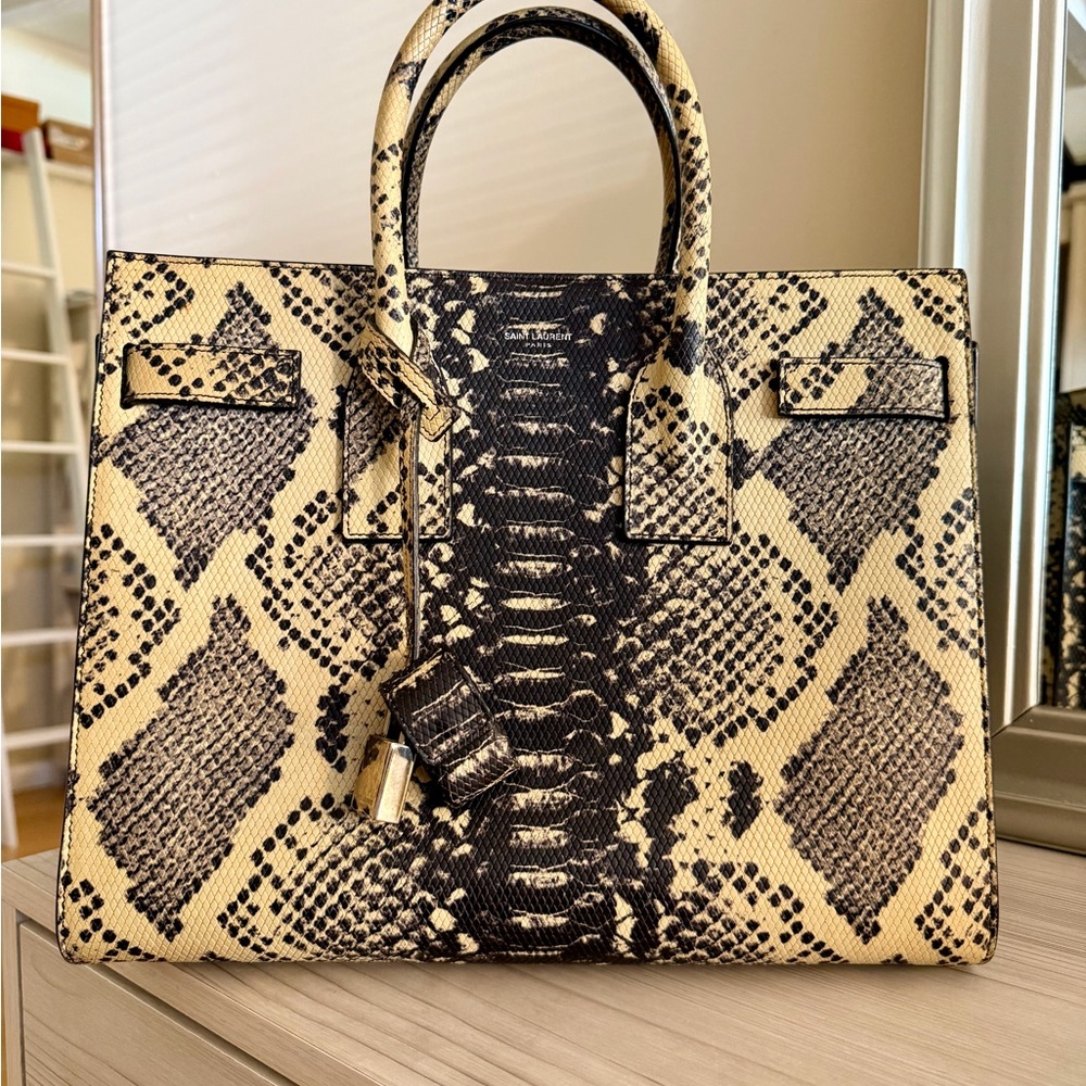 Rare Saint Laurent python embossed sac de jour in… - image 1